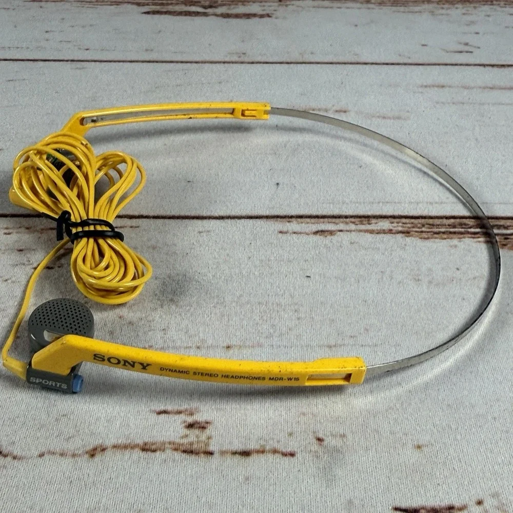 SONY Vintage MDR-A15 Yellow Sports Folding Headphones Walkman 1980s Used